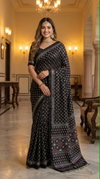 Tew Soft Satin Fabric Trending Ajarakh Print Saree 